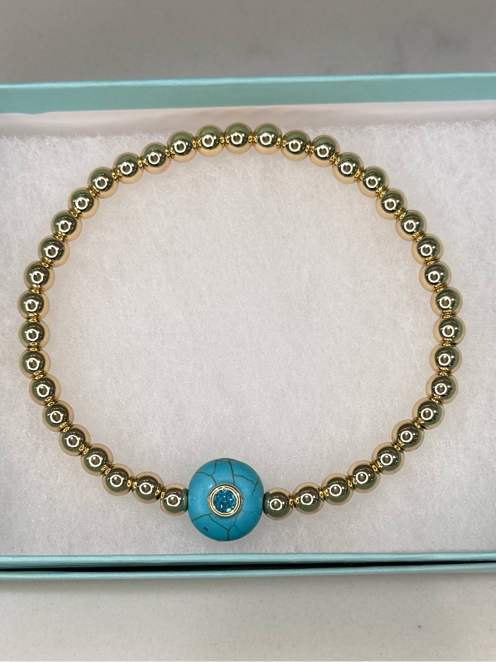 Park Lane Summit Gold Beaded Bracelet with Turquoise Accent
